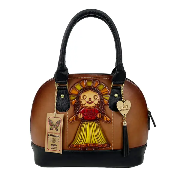 [B05VAAALBSN06] BOLSO VAQUETA ARTESANAL ABIGAIL LELE BICOLOR SHEDRON NEGRO 06