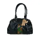 BOLSO VAQUETA ARTESANAL BRI FRANJA GIRASOL BICOLOR NEGRO O