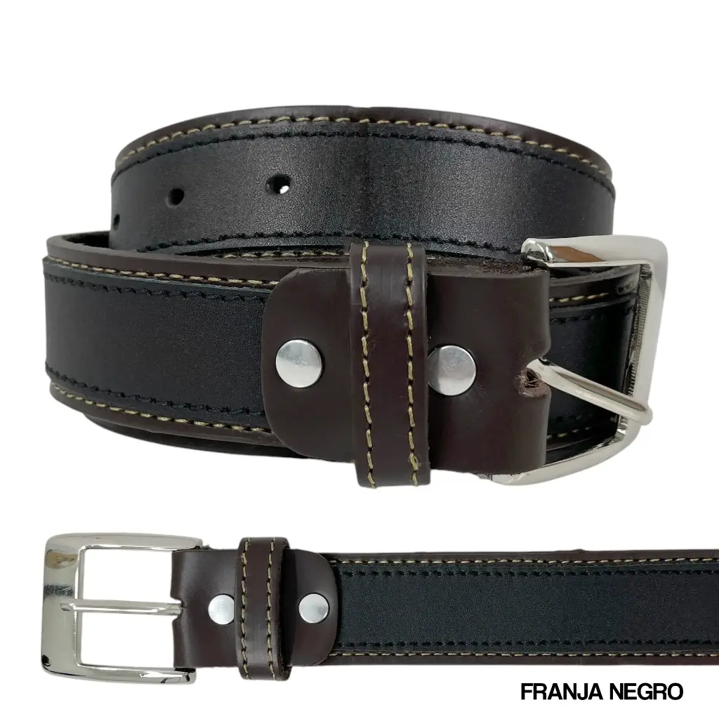 [CI13CAPLFNEG34] CINTURON PIEL FRANJA (NEGRO, 34)