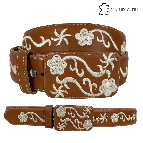 [CIN13DAPBSH34] CINTURON PIEL BORDADO (SHEDRON, 34)