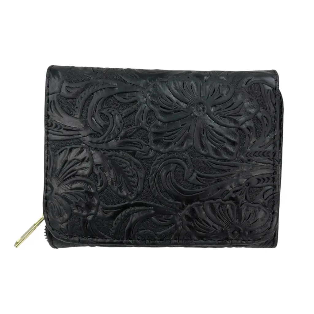 [C07UNFNEG] CARTERA PIEL UNICA (FLORES NEGRO)