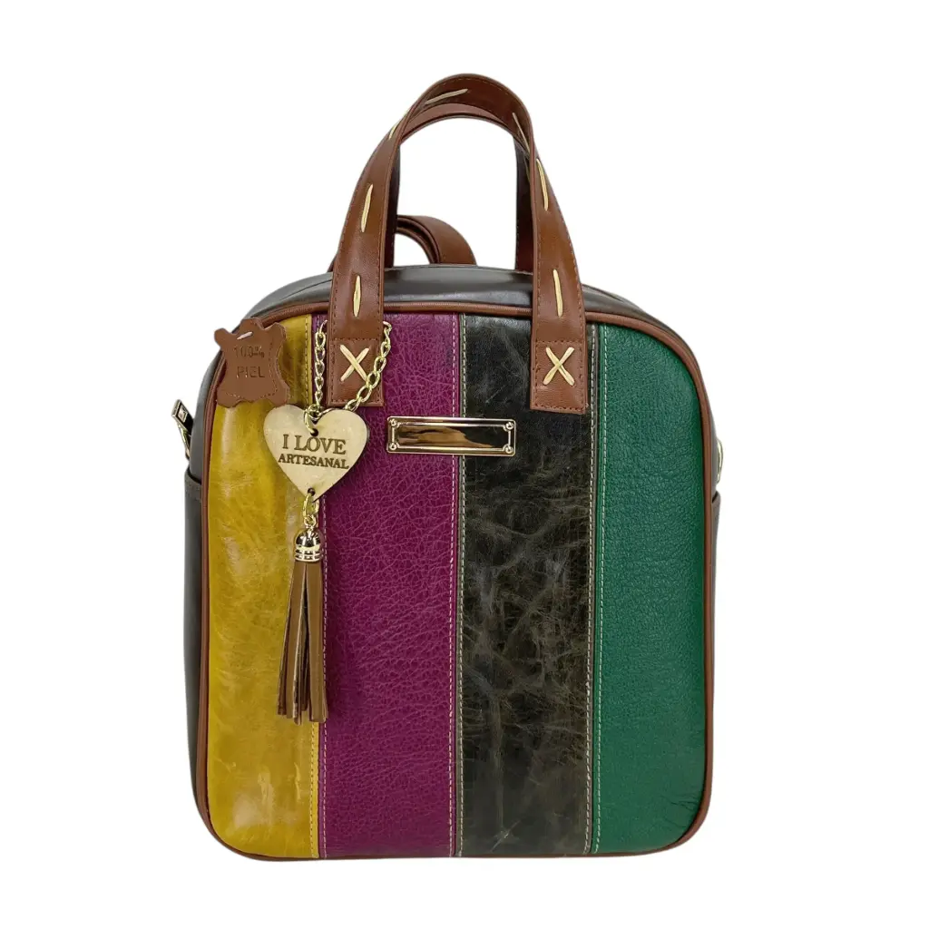 [B4BOMPLML] BOMBON PIEL LINEAS MULTICOLORES 