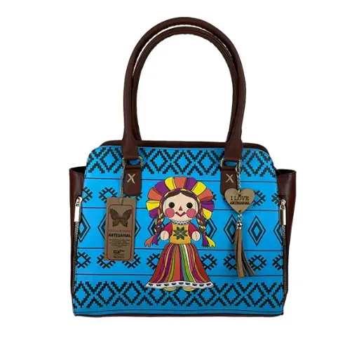 [B05VAAL2ASV] BOLSO VAQUETA ARTESANAL LORENA 2 LELE AZUL SHEDRON V